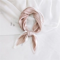 Pink and white pleated square scarf for women in soft faux silk with accordion texture - 70cmx70cm / Pink & White Color Block (8-Wrinkle OV Pink)