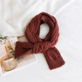 Brick red chunky cable knit scarf for winter made of soft double-sided fabric - Brick Red