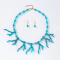 Bohemian coral style jewelry set with blue resin necklace and matching earrings - Blue