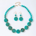 Set gioielli bohémien con collana e orecchini in perline turchesi effetto marmo - Parure collana e orecchini / Verde