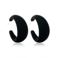 Matte black oversized C-shaped acrylic hoop earrings with a sleek minimalist design - Black (Matte)