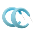 Minimalist light blue acrylic C-shaped hoop earrings with matte finish for women - Lake Blue (Matte)
