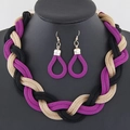 Set di gioielli con collana e orecchini in corda intrecciata viola, nero e oro - Viola + Nero