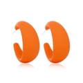 Minimalist matte orange C-shaped acrylic hoop earrings with a modern resin finish - Orange (Matte)