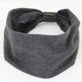 Elastic dark gray knitted yoga headband with handmade label for women sports - Dark Gray