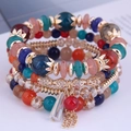 Bohemian multi-layer beaded bracelet set with colorful tassels and crystal charms - Colorful