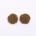 Bohemian style beaded cluster stud earrings featuring bronze metallic seed beads - Bronze
