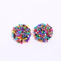 Handmade bohemian multi-colored seed bead cluster stud earrings for women - Colorful