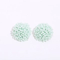 Handmade beaded ball earrings in fresh mint green finish for a bohemian aesthetic - Light Aqua Blue