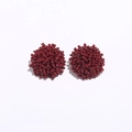 Handmade Bohemian beaded cluster stud earrings in deep burgundy red finish - Wine Red