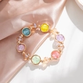 Elegante kralenarmband met kleurrijke kralen in craquelé-look en champagne kristallen - Kleurrijk