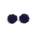 Handmade bohemian beaded ball stud earrings in deep blue color for women - Navy Blue