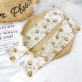 Women's ice silk sun protection arm sleeves with orange fruit pattern in cream yellow - Orange Flower
