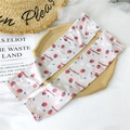 Light pink sun protection arm sleeves with strawberry pattern and daisy prints - Strawberry Beige