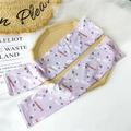 Light purple ice silk sun protection sleeves with cute strawberry and daisy patterns - Strawberry Purple