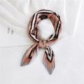Pleated silk scarf with pink stripes and golden horse carriage pattern for women - 70cmx70cm / Pink-Orange Carriage Pattern (Harness Pink)