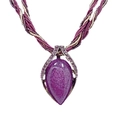 Bohemian purple teardrop pendant necklace with vintage rhinestone and woven bead chain - Dark Purple Waterdrop