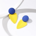 Boucles d'oreilles géométriques avec clous bleus et pendentifs jaunes en forme de larme - Bleu & Jaune (26151)