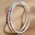 Grandi orecchini a cerchio in argento con strass multicolori scintillanti per donna - Base Argento Multicolore