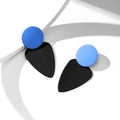 Boucles d'oreilles feuilles modernes avec clous bleus et pendentifs noirs mats texturés - Bleu & Noir (26151)