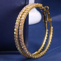 Orecchini a cerchio dorati da 5cm con strass cangianti per feste ed eventi - 5.0cm / Base Dorata Colore AB