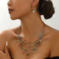 Ensemble collier multicouche bohème et boucles d'oreilles aux cristaux bleus et orange - Bleu et Jaune