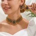 Parure de bijoux bohème avec collier à pampilles paon et boucles d'oreilles ethniques - Noir