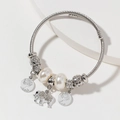 Bracciale regolabile in acciaio argento con ciondoli elefante e albero della vita - Albero della Vita a Forma di Cuore