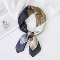 Μεταξωτό τετράγωνο μαντήλι 70x70 με σχέδιο houndstooth και μπλε χρυσό patchwork - Κίτρινο Pied-de-poule
