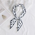 Elegant white twilly silk scarf with black polka dots and contrast border - Black and White Polka Dot (2 Curved Polka Dot White)