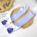 Manicotti protettivi in seta di ghiaccio lavanda con stampa di mirtilli per l'estate - Mirtillo (Lavanda)