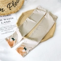 Beige cooling ice silk sun protection arm sleeves with orange pattern and finger holes - Orange (Beige)