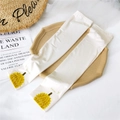 White ice silk sun protection arm sleeves with yellow durian print for women - Durian (White)
