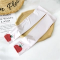 White ice silk sun protection sleeves with red tomato print and thumb hole design - Tomato (White)