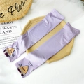 Pale purple ice silk sun protection sleeves with cute toast cartoon and slogan - Mango/Toast (Lavender)
