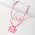 Pink Frangipani floral jewelry set with necklace and earrings for summer beach vacation - Pink