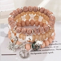 Bohemian multi-layer beaded bracelet set with butterfly, elephant and anchor charms - Coffee