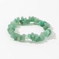Handmade elastic bracelet with natural irregular green aventurine crystal stone chips - Green (Aventurine)