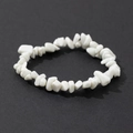 Detailed view of handmade stretch bracelet with irregular natural white stone chips - White (Turquoise/Howlite)