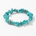 Elastic bracelet made of irregular turquoise stones with natural brown and black mineral veins - Irregular Gravel Style (2) / Sky Blue