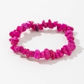 Polished irregular natural crystal stone elastic bracelet in vibrant rose pink color - Irregular Gravel Style (3) / Rose Pink