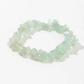 Detailed macro view of natural green fluorite irregular stone stretch bracelet - Light Green