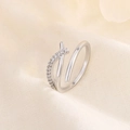 S925 zilveren open ring met dubbele laag en een sprankelende pavé gezette diamanten band - Kruis Dubbele Band Stijl (JZ45交叉戒指)