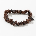Elastic mahogany obsidian bracelet made of irregular polished natural gemstone chips - Irregular Gravel Style (4) / Reddish Brown
