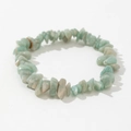 Amazonite natural stone bead bracelet with polished raw crystal chips in soft light green - Light Green Stone (5)