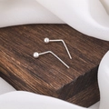 Minimalist S925 silver L-shaped nose studs with 2mm ball top on rustic wood block - Bead Style (234)