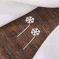 Minimalist S925 sterling silver snowflake stud earrings with polished finish on wood base - Snowflake Style (235)