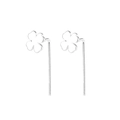 S925 sterling silver minimalist four-leaf clover stud earrings on white background - Four-Leaf Clover Style (237)