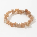 Natural orange sunstone beaded bracelet with irregular raw chips and a green accent bead - Orange Pink Moonstone Style (9)