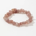 Natural strawberry quartz beaded bracelet with irregular raw gemstones on white background - Strawberry Pink Chipped Stone (10)